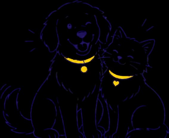 A dog winking beside a happy cat