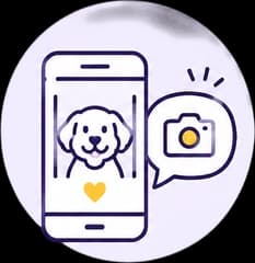 Illustration of a phone showing a dog photo